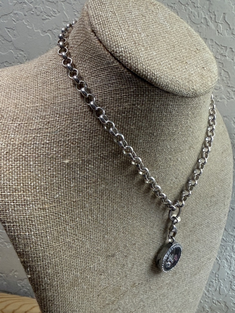Origami Owl Silver-Tone Crystal Floating Locket Necklace - Picture 3 of 6